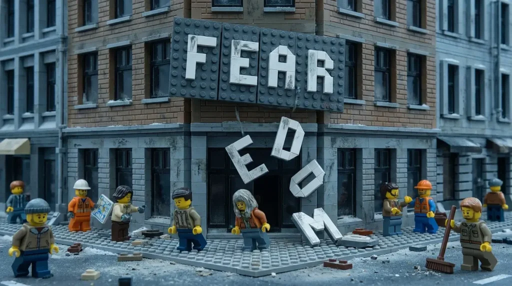 LEGO city street sign falling