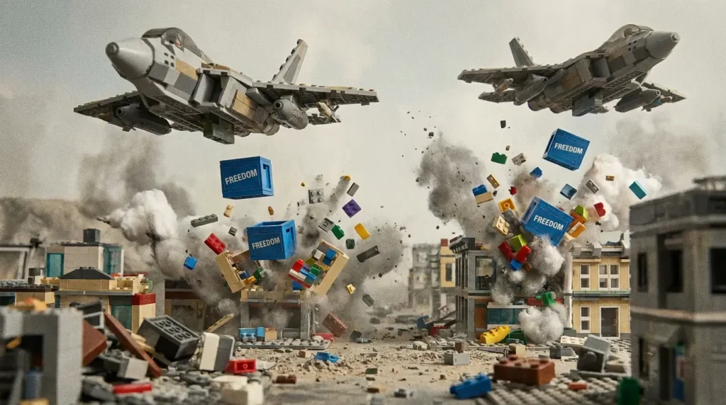 LEGO jets dropping crates city